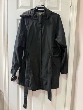 Eddie Bauer Women's WeatherEdge Hooded Trench Rain Jacket Coat - Black